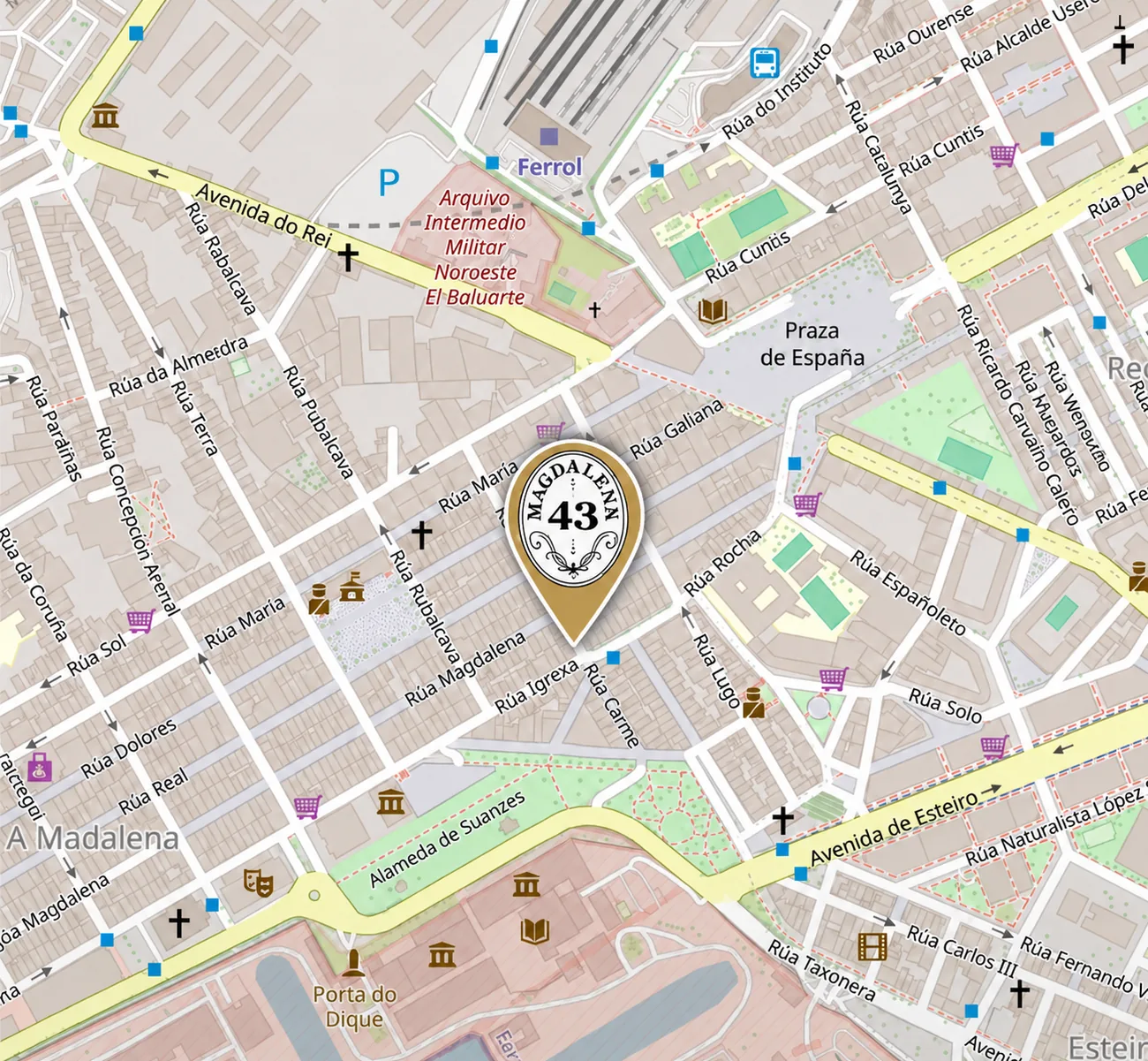 Mapa de ubicación de Bar Magdalena 43, Rúa Magdalena 43, Ferrol